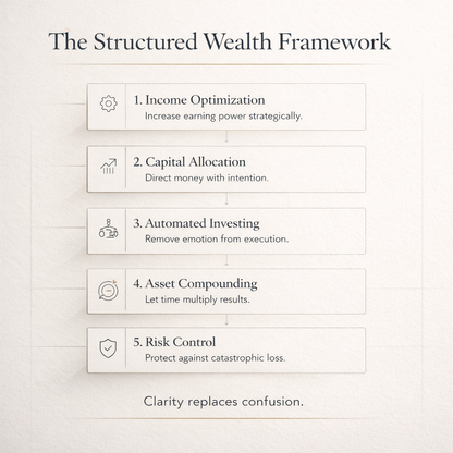Structured Wealth Framework with five steps on a light background
